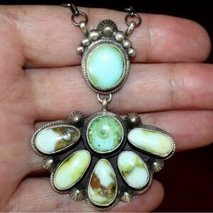 Navajo Tahe Palomino Variscite Sterling Necklace